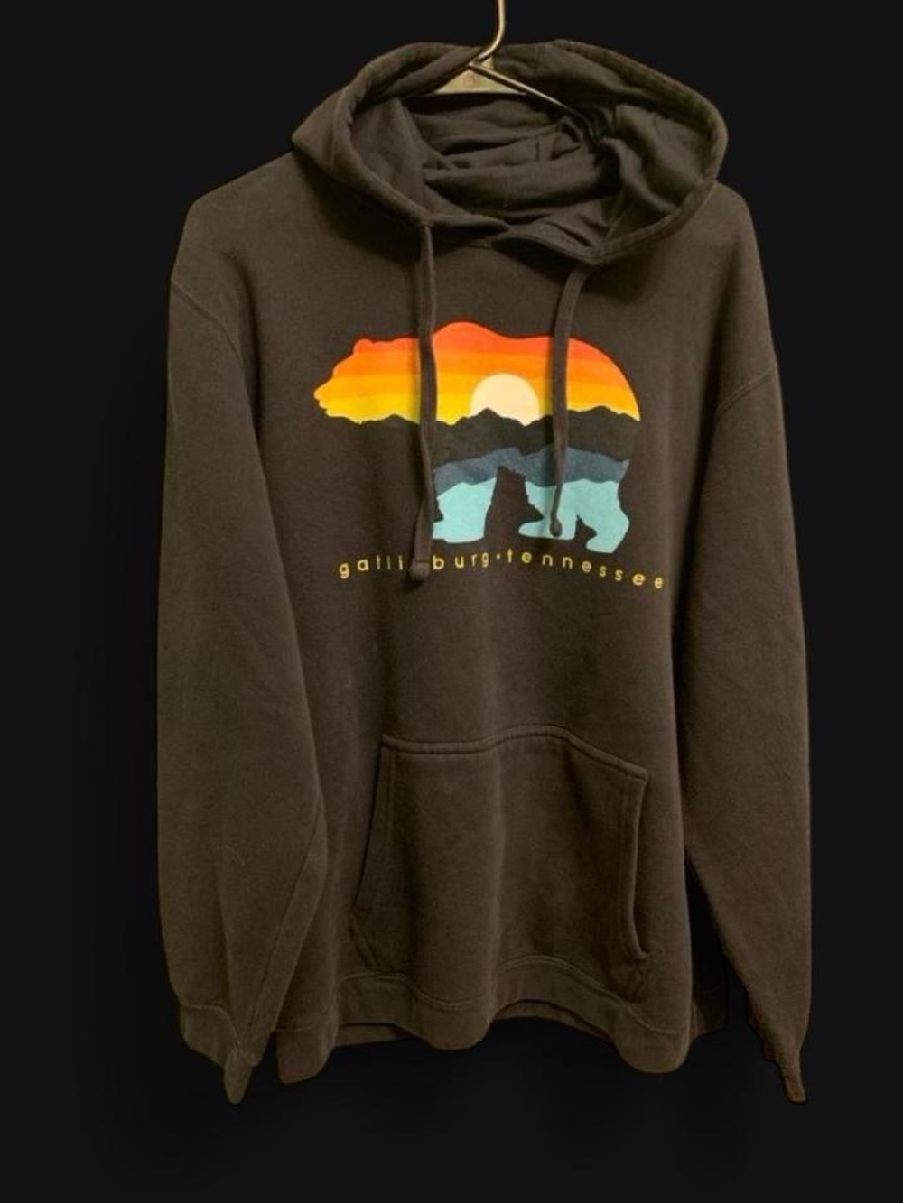 Gatlinburg TN Bear Sunset Navy Hoodie